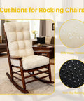 Thick Memory Foam Rocking Chair Cushions Set With Non Slip Ties For Indoor Outdoor Beige 22x17 Back Cushion And 17x17 Seat Cushions Boosting Comfort And Ergonomic Support For Comfy Contoured Relaxation on wooden rocking chair