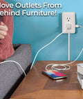 Presto Plug Outlet Extender For Reaching Hidden Outlets With A 6 Foot Cord Peel And Stick On Wall No Wiring No Tools Surge Protected