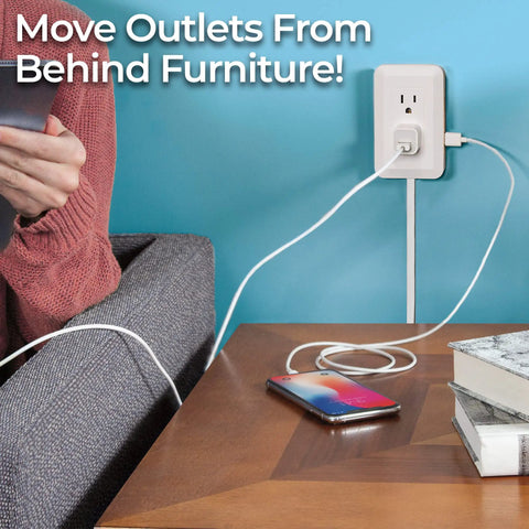 Presto Plug Outlet Extender For Reaching Hidden Outlets With A 6 Foot Cord Peel And Stick On Wall No Wiring No Tools Surge Protected