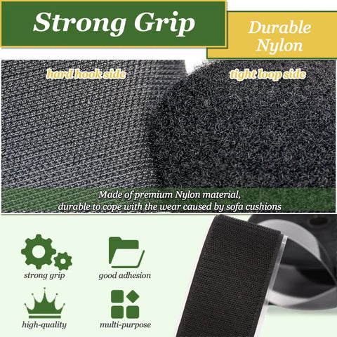 Close-up of 4.3 Inch By 26.3 Feet Heavy Duty Adhesive Hook And Loop Tape for couch cushions, showing hook and loop sides.