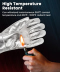 60cm Aluminum Foil Welding Gloves With Insulated Felt Withstanding Flame Test for Extreme Heat Safety Up To 1000C