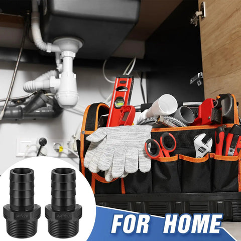 Go To Pool PVC Fittings Kit Barbed Hose Adapters With NPT Male Threads Three Quarter Inch For Industrial Tubing Portable Water Garden Kitchen And Pool Pumps Black 4 Pack, black 3/4 in fittings shown for home plumbing