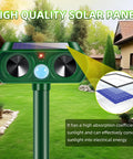 4 Pack Upgraded Sonic Ultrasonic Deer Repellent Devices With Solar Power Waterproof Outdoor Motion Sensor Deterrent For Cats Squirrels Rabbits Raccoons Skunks In Your Yard, green solar panel