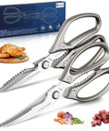 Heavy Duty Kitchen Shears Set For All Purpose Cutting And Food Prep Ultra Sharp Meat Scissors For Poultry Herbs And More Game Changer For Spatchcocking A Turkey And Holiday Cooking Durable Kitchen Tool Gift Ready, 2 stainless steel shears