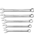 Long Pattern SAE 12 Point 5 Piece Combination Wrench Set With Open End And Offset Box End For Better Access, Sizes 1 1/16 to 1 1/2 in