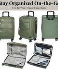 Wave 22 Inch Four Wheel Hybrid Carry On Luggage With Expandable Capacity Ultra Lightweight Cabin Suitcase open and closed views