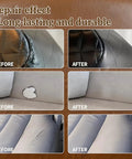 Before and after results using Leather Repair Kit For Vinyl And Leather Quick Drying Filler With Easy Color Matching For Tan Walnut Chocolate And More Fix Scratches Tears And Pet Damage On Furniture Car Seats And Jackets For A Smooth Seamless Finish
