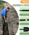 Heavy Duty Small Shovel For Digging With Long 43 Inch Handle Workhorse Tool For Gardening Camping Trenching Landscaping Off Road Use Portable Metal Spade With Ergonomic Non Slip Grip