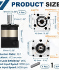 Planetary Gearbox Speed Reducer Ten To One Reduction With Low Backlash Of 12 Arc Minutes 3000 RPM Max 14 Mm Input Bore And 14 Mm Output Shaft 60 By 130 Mm Frame 95 Percent Full Load Efficiency Great For CNC Routers And 60 Mm Servo Motors dimensions and specifications