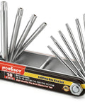 Heavy Duty Folding Torx Star Key Set With Tamper Resistant Security Design Crafted From Premium Chrome Vanadium Steel Features rugged grip handles.