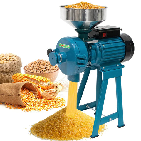 3000W Wet And Dry Grain Grinder Mill For Rice, Corn, Coffee, Wheat And Feed With Funnel, Heavy Duty 110V Commercial Electric Grinder