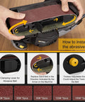 7 Amp Handheld Belt Sander With 3 x 21 Inch Belts, Dust Bag, And Beast Mode Variable Speed 120 To 400 RPM For Woodworking setup