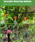 Image of the All In One Drip Irrigation Kit For Garden And Lawn With 240 Feet Main Tubing showing adjustable emitters in use.