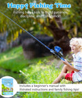 Child fishing by a pond with Kids Telescopic Fishing Rod And Spincast Reel Combo Kit For Boys And Girls All In One Totally Portable Fishing