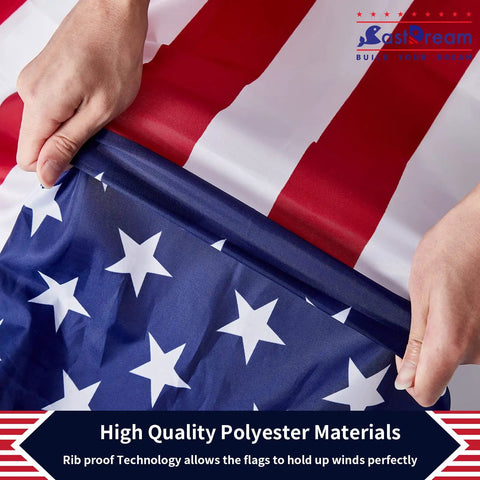 Outdoor US Flag 3x5 Ft Two Pack Fade Resistant Polyester Flags With Double Stitched Edges And Brass Grommets Bright Vivid Colors