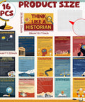 Think Like A Historian Posters 16 Pack Social Studies Classroom Decorations Thinking Posters Bulletin Board Set For Middle And High School 11 By 13.8 Inches Ideal For Office Or Home Learning, showcasing individual poster designs.