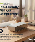 Top Shelf Triple 8K Thunderbolt 5 Docking Station With 140W EPR Rapid Charge on a desk, showing eco-friendly design and ports.