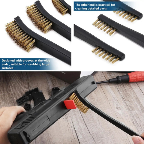 Beast Mode Gun Cleaning Kit with double-ended brass bristle brushes, used for rust slag and weld residue cleanup.