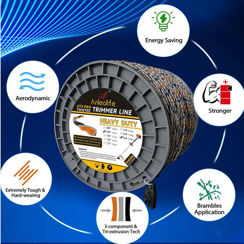 Heavy Duty Diamond Trimmer Line Spool 5 Pound Twisted.105-Inch By 1410-Feet Pro Grade Nylon Weed Eater String for trimming