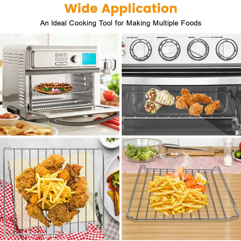 Air Fryer Wire Rack For Cuisinart TOA 60 65 70 Convection Toaster Oven used to cook chicken and fries in various settings