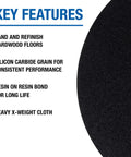 Silicon Carbide Floor Sanding Disc For Hardwood And Concrete, 20 Inch Diameter, 2 Inch Center Hole, Heavy Duty Cloth Backing, Grit 80X, 20 Pack with key features listed.