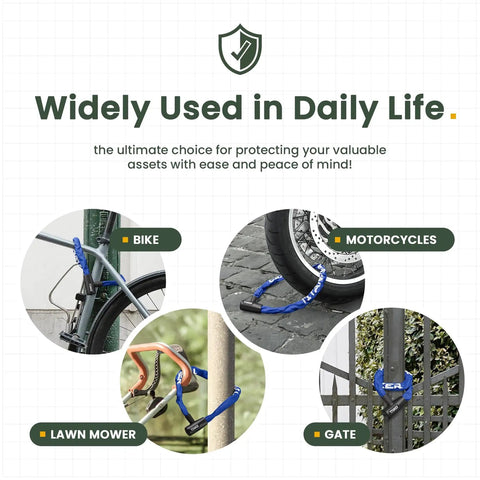 3.3 Feet Heavy Duty Bike Chain Lock With Key 6mm Thick Chain For Bicycle Motorcycle Door Gate Security in daily use