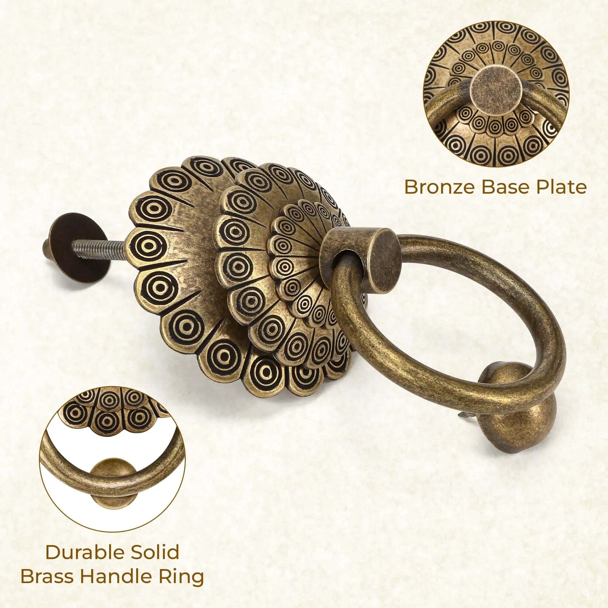 Antique Door Knocker With Bronze Brass Ring Pull