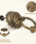 Antique Door Knocker With Bronze Brass Ring Pull For Front Door Gate Garage Fence And Castle Entry