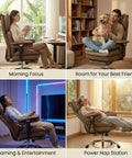Collage of Big and Tall Executive Desk Chair With Footrest, 400Lb Heavy Duty High Back PU Leather, in various home settings.