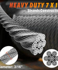 Stainless Steel Cable For Railing 100 Ft Long 3 16 Inch T316 Wire Rope 7x19 Build Heavy Duty 3700 Lbs Breaking Strength