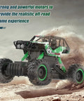 One Fourteen Scale Large Off Road Remote Control Monster Truck With LED Headlights 4WD All Terrain RC Car Rechargeable Battery