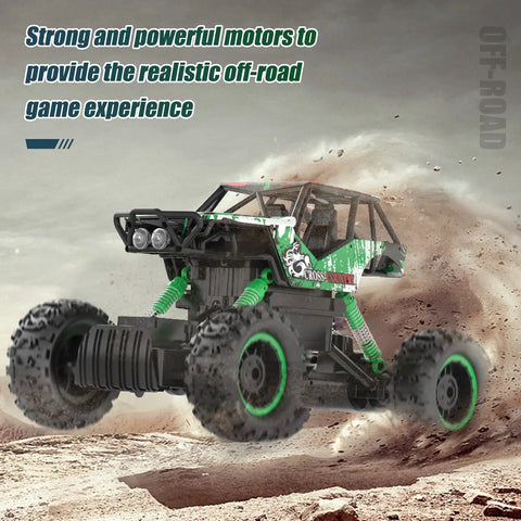 One Fourteen Scale Large Off Road Remote Control Monster Truck With LED Headlights 4WD All Terrain RC Car Rechargeable Battery