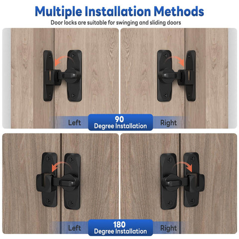 Heavy Duty 90 And 180 Degree Barn Door Locks And Latches Aluminum Sliding Door Latch Kit for multiple installation methods
