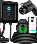 Level 2 EV Charger For Non Tesla EVs, 48A At 240V, 25ft Cable, J1772 Connector, WiFi 2.4GHz Smart App, IP66 Weatherproof Indoor Outdoor