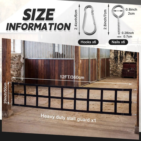 Dang Solid 12 By 20 Foot Polyester Horse Stall Guard Featuring No Sweat Adjustable Straps. Size information with heavy duty stall guard.