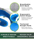 Atlas 300 Original 1994 Crinkle Grip Work Gloves With Natural Latex Palm Heavy Duty 10 Gauge, blue breathable knit, ergonomic shape