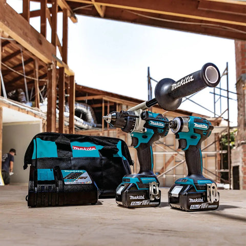 18V LXT Brushless Cordless Drill And Impact Driver Combo Kit, 2-Piece Set With 5.0Ah Batteries on construction site