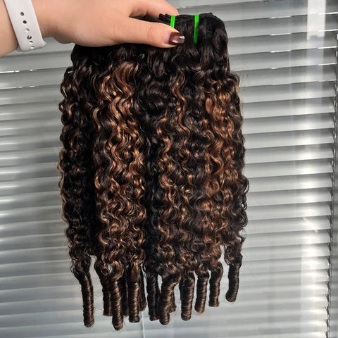 Burmese Curly Human Hair Bundles 100 Real Hair Sew In Weft 16 18 20 Inch P1b 30 Highlight Quick Weave Natural Brown Color