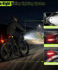 Huge 9000W Peak Dual Motor Electric Bike For Adults With Insane Speed Up To 47 Mph And Heavy Duty Build For Climbing Steep Slopes Like A Pro nighttime bike with bright headlight, seat light, and brake light