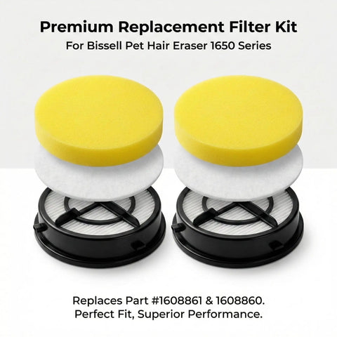 Two Pack Replacement Filters For Pet Hair Eraser Upright Vacuum 1650 Series With Febreze, Includes Two Post Motor Filters