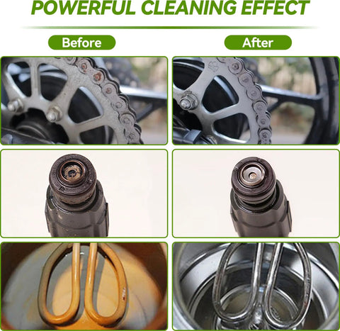 Before and after images showing cleaning results of parts with Pro Grade 3 Liter Digital Ultrasonic Cleaner With 28 And 40 Khz Dual Frequency Built In Heater Smart Timer And Degas Mode To Kick Grease Rust And Grit From Jewelry And Heavy Duty Tools Straight Up Smooth.