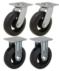 6x2 Inch Caster Set For Dumpsters And Trash Bins, Beefy Rubber On Cast Iron Wheels, 2,000 Lb Per Set, Swivel With Double Row Ball Bearings, 4 Pack