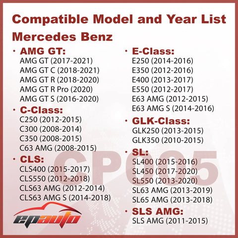 Compatible model and year list for Mercedes-Benz for Activated Carbon Cabin Air Filter For Mercedes Benz C Class E Class CLS SL AMG GT GLK SLS 2008 To 2021 Keeps Your Ride Fresh With Odor Reduction And Pollutant Blocking For Cleaner Air