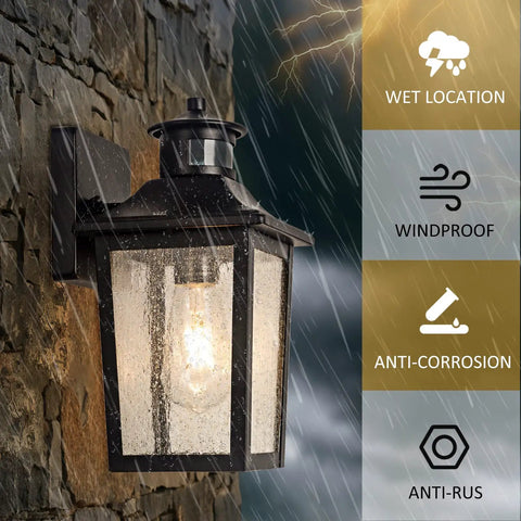 Smart Motion Sensor Outdoor Wall Light Dusk To Dawn LED Waterproof Exterior Fixture for Porch Patio Garage in rain