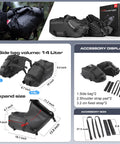 48L Waterproof Motorcycle Saddlebags Set For Adventure And Sport Rides, showing twin 24L side panniers, tarpaulin material, straps.