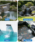 Collage of Pond Waterfall Spillway Kit with 8 Inch Stainless Steel Spillway for patio, garden pond, pool, fish pond