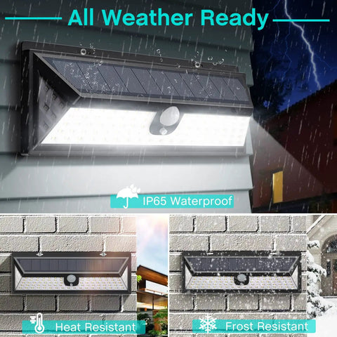 Outdoor Solar Motion Sensor Lights With Remote Control Four Modes Sensing Dim Alarm And Off IP65 Waterproof LED