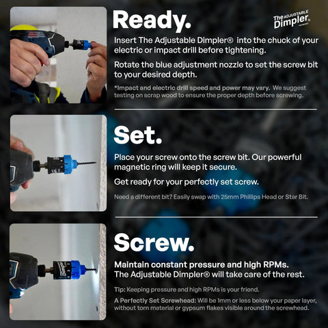 Adjustable Drywall Bit And Screw Gun Attachment Turns Any Drill Into A Drywall Screw Gun Or Deck Screwdriver With Magnetic Bit Holder