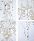 Detailed view of acrylic crystals on Plug In Four Light White Acrylic Crystal Chandelier With 20 Ft Cord No Hardwire Dope Modern Ceiling Pendant