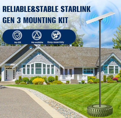 Starlink Gen 3 Ground Pole Mount Kit, 7.5 Ft Adjustable Pole With Pipe Adapter For Backyard Outdoor Setup, No Fuss Install, Compatible With Gen 3 Standard, Simple Hookup And Strong Signal Reception
